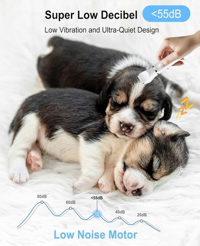 ار سي بلاجا مجموعة تشذيب شعر الكلاب مع شاشة LED، اداة تشذيب مخالب منخفضة الضوضاء - قابلة لاعادة الشحن - ماكينة حلاقة اظافر هادئة لاسلكية للكلاب والقطط والحيوانات الاليفة الاخرى in Kuwait