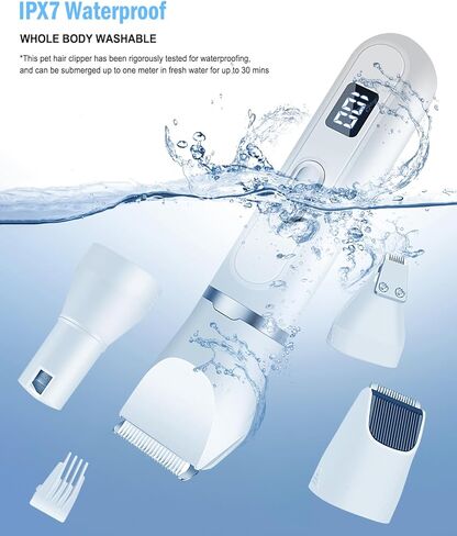 ار سي بلاجا مجموعة تشذيب شعر الكلاب مع شاشة LED، اداة تشذيب مخالب منخفضة الضوضاء - قابلة لاعادة الشحن - ماكينة حلاقة اظافر هادئة لاسلكية للكلاب والقطط والحيوانات الاليفة الاخرى in Kuwait
