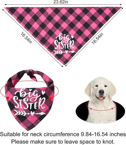 Rose Red and Lake Blue Plaid Dog Bandana Scarf, 2 Packs Soft Cotton Big Sister Dog Bandana Adjustable Triangle Pet Scarf for Small Medium Dogs Pets in Saudi Arabia