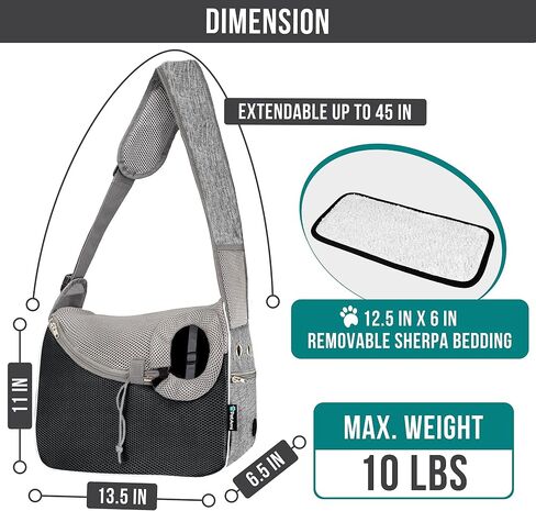 PetAmi Small Dog Sling Carrier, Soft-Sided Crossbody Puppy Carrying Purse Bag, Adjustable Sling Pet Pouch to Wear Medium Dog Cat Travel, Dog Bag for Traveling, Breathable, Poop Bag Dispenser, Black in Saudi Arabia