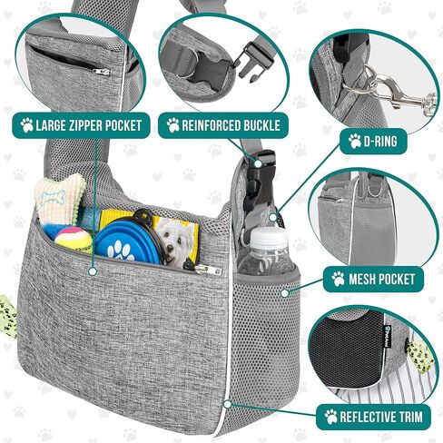 PetAmi Small Dog Sling Carrier, Soft-Sided Crossbody Puppy Carrying Purse Bag, Adjustable Sling Pet Pouch to Wear Medium Dog Cat Travel, Dog Bag for Traveling, Breathable, Poop Bag Dispenser, Black in Saudi Arabia