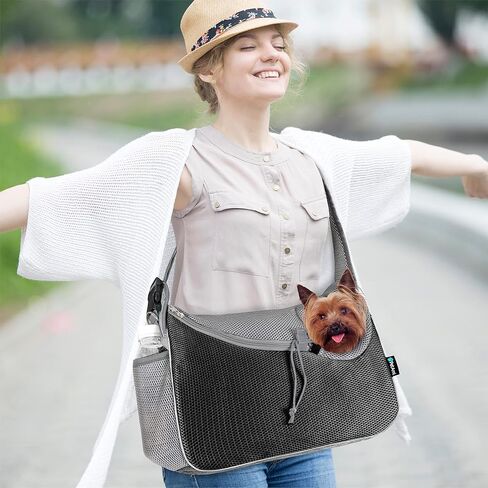 PetAmi Small Dog Sling Carrier, Soft-Sided Crossbody Puppy Carrying Purse Bag, Adjustable Sling Pet Pouch to Wear Medium Dog Cat Travel, Dog Bag for Traveling, Breathable, Poop Bag Dispenser, Black in Saudi Arabia