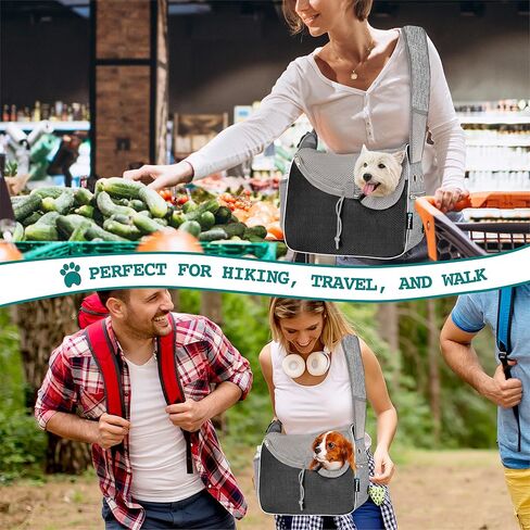 PetAmi Small Dog Sling Carrier, Soft-Sided Crossbody Puppy Carrying Purse Bag, Adjustable Sling Pet Pouch to Wear Medium Dog Cat Travel, Dog Bag for Traveling, Breathable, Poop Bag Dispenser, Black in Saudi Arabia