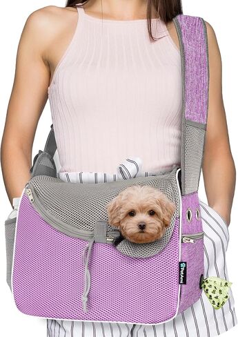 PetAmi Small Dog Sling Carrier, Soft-Sided Crossbody Puppy Carrying Purse Bag, Adjustable Sling Pet Pouch to Wear Medium Dog Cat Travel, Dog Bag for Traveling, Breathable, Poop Bag Dispenser, Black in Saudi Arabia