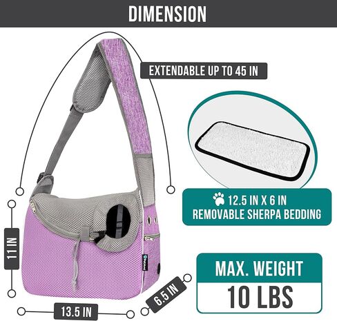 PetAmi Small Dog Sling Carrier, Soft-Sided Crossbody Puppy Carrying Purse Bag, Adjustable Sling Pet Pouch to Wear Medium Dog Cat Travel, Dog Bag for Traveling, Breathable, Poop Bag Dispenser, Black in Saudi Arabia