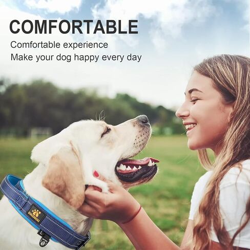 DAGANXI Dog Collar Adjustable Soft Neoprene Padded Breathable Reflective Strip Nylon Collar for Small Medium Large Dogs, with Airtags Case and Dog Poop Bags Dispenser (Large, Red/Black) in Kuwait