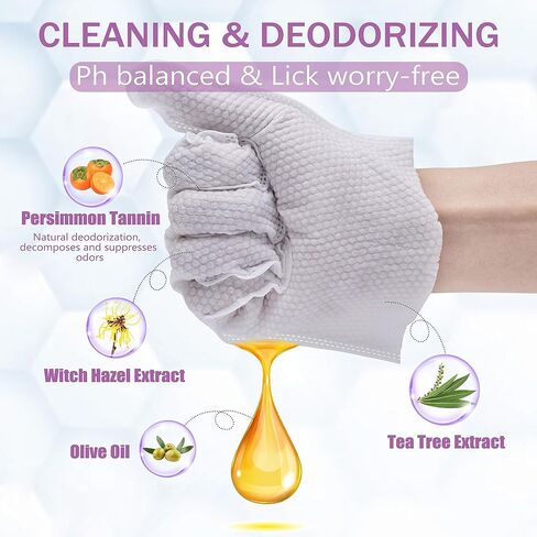 مناديل مبللة للعناية بالحيوانات الأليفة - قطعتان مناديل مبللة للاستحمام للقطط والكلاب بدون شطف - مناديل مبللة للكلاب للتنظيف وإزالة الروائح الكريهة وتغذية الفراء - مناديل مبللة للحيوانات الأليفة غير معطرة للأقدام والمؤخرة والجسم in Kuwait