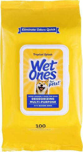 Wet Ones for Pets Desmellizing Multi-Purpose Dog Wipes with Baking Soda Dog Desmellizing Wipes for All Dogs in Tropical Splash Scent, Wet Ones Wipes for Desmellizing Dogs (Pack of 12,1200 Count Total) in Saudi Arabia
