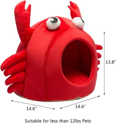 Hollypet Cat Bed for Indoor Cats - Cat Cave Bed Cat House Cat Tent with Removable Washable Cushioned Pillow, Soft and Self Warming Kitten beds, Cat Beds & Furniture, 2-in-1 Crab Pet Bed, 15 x 15 inch in Kuwait