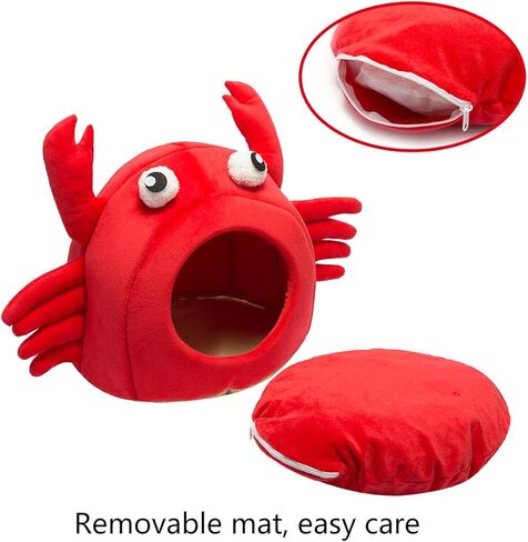 Hollypet Cat Bed for Indoor Cats - Cat Cave Bed Cat House Cat Tent with Removable Washable Cushioned Pillow, Soft and Self Warming Kitten beds, Cat Beds & Furniture, 2-in-1 Crab Pet Bed, 15 x 15 inch in Kuwait