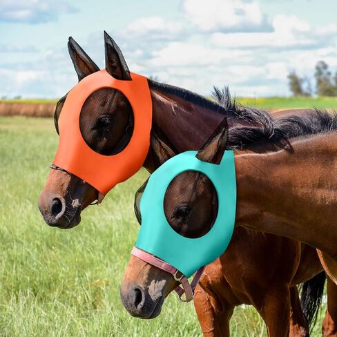 Sanwuta 12 Pcs Horse Fly Masks for Horses Comfortable Fly Masks for Horses with Ears UV Protection Elasticity Horse Face Mask Horse Masks Covering for Horses Bulk Riding Supplies(Medium) in Saudi Arabia