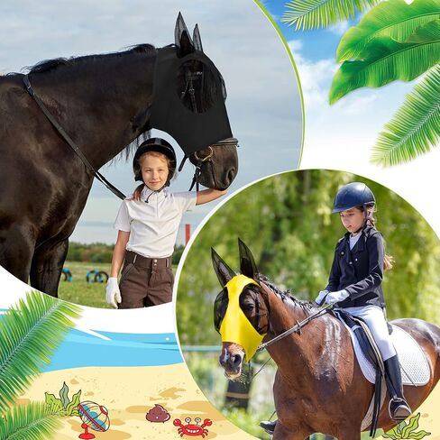 Sanwuta 12 Pcs Horse Fly Masks for Horses Comfortable Fly Masks for Horses with Ears UV Protection Elasticity Horse Face Mask Horse Masks Covering for Horses Bulk Riding Supplies(Medium) in Saudi Arabia