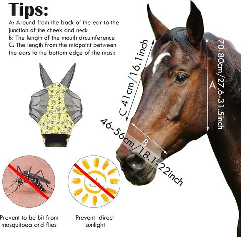 8 Pcs Horse Fly Masks for Horses Comfort Horse Fly Mask with Ears UV Protection Fly Masks Elasticity Horse Face Mask Horse Masks Covering for Horses Riding Supplies(Flower, Large) in Saudi Arabia