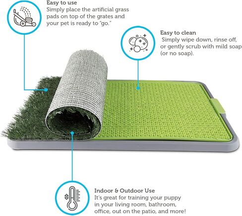 Dog Grass Pee Pad Potty - Artificial Grass Patch for Dogs - Pet Litter Box Training Pads Best for Puppy Indoor Turf - Fresh Fake Porch Lawn Toilet Mat Bathroom Tray - Doggie Trainer Balcony Patio Mats in Kuwait