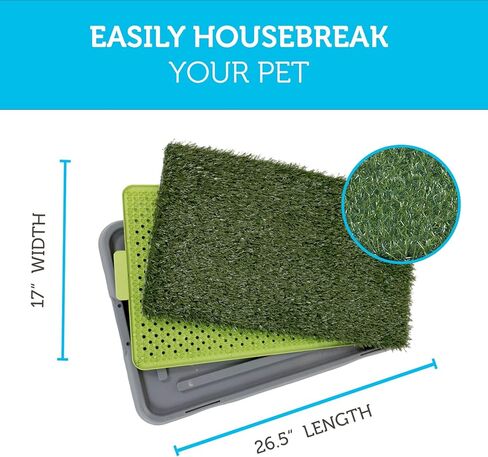 Dog Grass Pee Pad Potty - Artificial Grass Patch for Dogs - Pet Litter Box Training Pads Best for Puppy Indoor Turf - Fresh Fake Porch Lawn Toilet Mat Bathroom Tray - Doggie Trainer Balcony Patio Mats in Kuwait