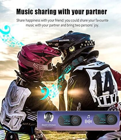 FreedConn Group Motorcycle Helmet Bluetooth Headset, FX 2-10 Riders Motorbike Intercom Universal Pairing, Ultra-Thin Fashion Communication System with Noise Cancellation, IP67 Waterproof, Music Share in Saudi Arabia