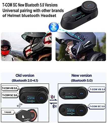 FreedConn Group Motorcycle Helmet Bluetooth Headset, FX 2-10 Riders Motorbike Intercom Universal Pairing, Ultra-Thin Fashion Communication System with Noise Cancellation, IP67 Waterproof, Music Share in Saudi Arabia