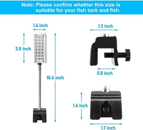 DaToo Aquarium Light Clamp Fish Tank Light أبيض وأزرق LED 3W حوض السمك كليب على الضوء مع 3 أوضاع إضاءة ومؤقت وخافت، ضمان لمدة سنة واحدة in Saudi Arabia