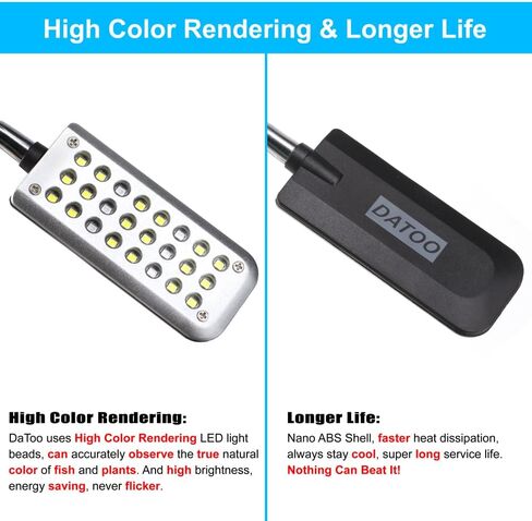 DaToo Aquarium Light Clamp Fish Tank Light أبيض وأزرق LED 3W حوض السمك كليب على الضوء مع 3 أوضاع إضاءة ومؤقت وخافت، ضمان لمدة سنة واحدة in Saudi Arabia