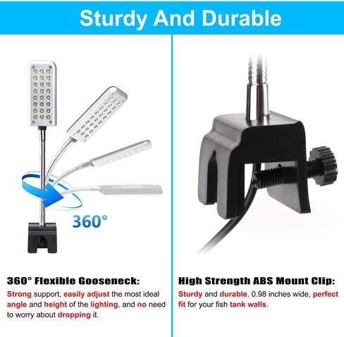 DaToo Aquarium Light Clamp Fish Tank Light أبيض وأزرق LED 3W حوض السمك كليب على الضوء مع 3 أوضاع إضاءة ومؤقت وخافت، ضمان لمدة سنة واحدة in Saudi Arabia