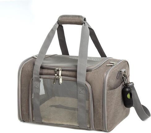 أكياس ROSEBB Cat Carrier للكلاب وحقائب حمل الحيوانات الأليفة للقطط الصغيرة المتوسطة والجراء بوزن 15 رطلاً، من حقيبة الكلاب الصغيرة المعتمدة من شركة الطيران ناعمة الجوانب، حامل جرو للسفر قابل للطي (متوسط، وردي) in Kuwait