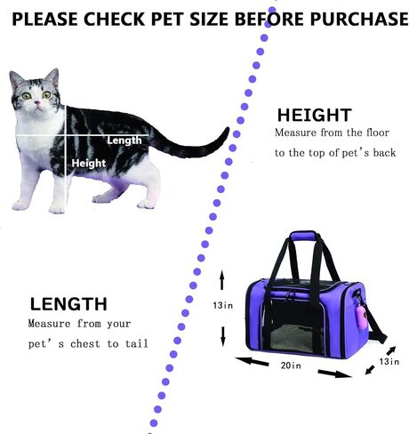 أكياس ROSEBB Cat Carrier للكلاب وحقائب حمل الحيوانات الأليفة للقطط الصغيرة المتوسطة والجراء بوزن 15 رطلاً، من حقيبة الكلاب الصغيرة المعتمدة من شركة الطيران ناعمة الجوانب، حامل جرو للسفر قابل للطي (متوسط، وردي) in Kuwait