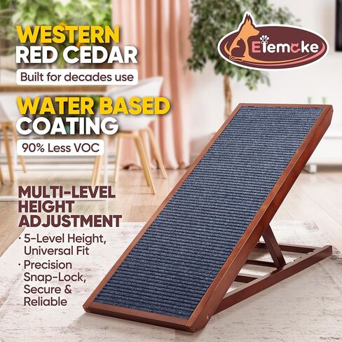 منحدر للكلاب للسرير، سلالم خشبية صلبة قابلة للتعديل بطول 45 بوصة للحيوانات الأليفة وسلالم للكلاب غير قابلة للانزلاق وقابلة للطي مع سجادة للأريكة والسيارات الداخلية والخارجية والحيوانات الأليفة الصغيرة والمتوسطة والكبيرة يصل وزنها إلى 220 رطلاً - الارتفاع  in Kuwait