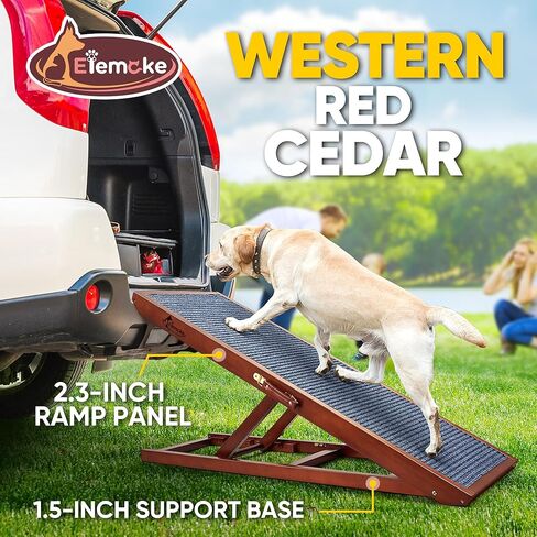 منحدر للكلاب للسرير، سلالم خشبية صلبة قابلة للتعديل بطول 45 بوصة للحيوانات الأليفة وسلالم للكلاب غير قابلة للانزلاق وقابلة للطي مع سجادة للأريكة والسيارات الداخلية والخارجية والحيوانات الأليفة الصغيرة والمتوسطة والكبيرة يصل وزنها إلى 220 رطلاً - الارتفاع  in Kuwait