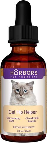 Harbor's Cat Hip Helper - Cat Joint Supplement Liquid for Fast Pain Relief, Smooth Younger Hips. Natural Nutrients, Glucosamine, MSM, Chondroitin, Hyaluronic Acid, Yummy Organic Beef Flavor - 59 ml in Kuwait