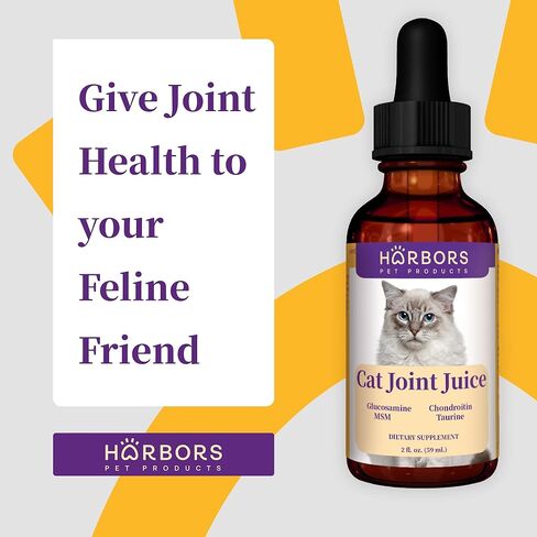 Harbor's Cat Hip Helper - Cat Joint Supplement Liquid for Fast Pain Relief, Smooth Younger Hips. Natural Nutrients, Glucosamine, MSM, Chondroitin, Hyaluronic Acid, Yummy Organic Beef Flavor - 59 ml in Kuwait