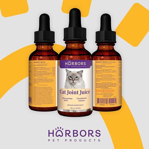 Harbor's Cat Hip Helper - Cat Joint Supplement Liquid for Fast Pain Relief, Smooth Younger Hips. Natural Nutrients, Glucosamine, MSM, Chondroitin, Hyaluronic Acid, Yummy Organic Beef Flavor - 59 ml in Kuwait