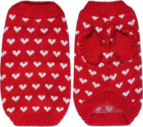 Dxhycc Dog Knitted Sweater Heart Puppy Sweater Warm Soft Pet Holiday Clothes for Small Cats and Dogs (Pink, S) in Saudi Arabia