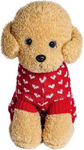 Dxhycc Dog Knitted Sweater Heart Puppy Sweater Warm Soft Pet Holiday Clothes for Small Cats and Dogs (Pink, S) in Saudi Arabia