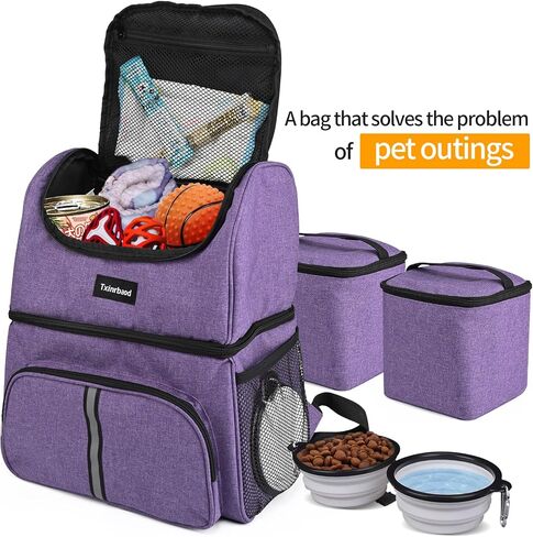 Dog Bags For Traveling Dog Diaper Bag Airline Approved Dog Food Travel Bag with 2 Food Storage Containers Bag Pet Camping Essentials Hiking Accessories Dog Mom Gift Gray in Kuwait