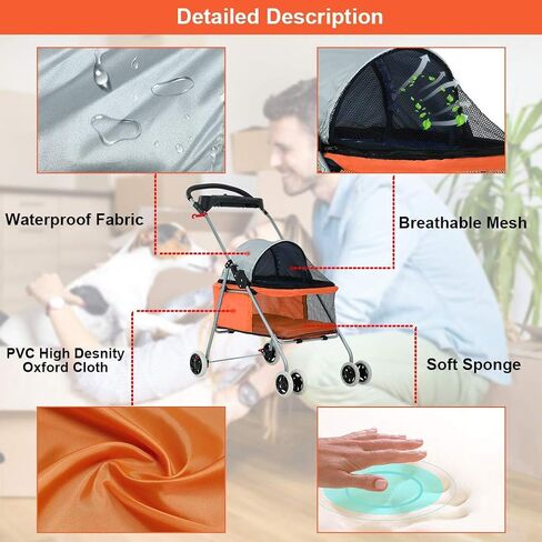 BestPet Foldable Pet Stroller for Small/Medium Dogs and Cats Up to 33 lbs in Saudi Arabia