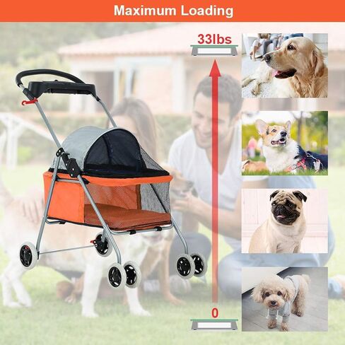 BestPet Foldable Pet Stroller for Small/Medium Dogs and Cats Up to 33 lbs in Saudi Arabia