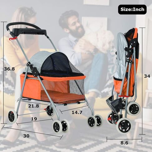 BestPet Foldable Pet Stroller for Small/Medium Dogs and Cats Up to 33 lbs in Saudi Arabia