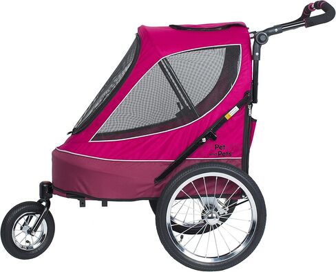 Petique Pet Jogger/Stroller, Bike Trailer, Shock Absorbing Bike Wheels, Large Entry Way, Peek-a-Boo Window, Small/Medium/Large Dogs, Cats and Pets, Supports up to 77LBS in Kuwait