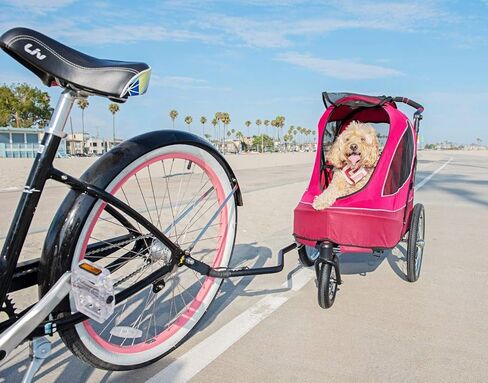 Petique Pet Jogger/Stroller, Bike Trailer, Shock Absorbing Bike Wheels, Large Entry Way, Peek-a-Boo Window, Small/Medium/Large Dogs, Cats and Pets, Supports up to 77LBS in Kuwait