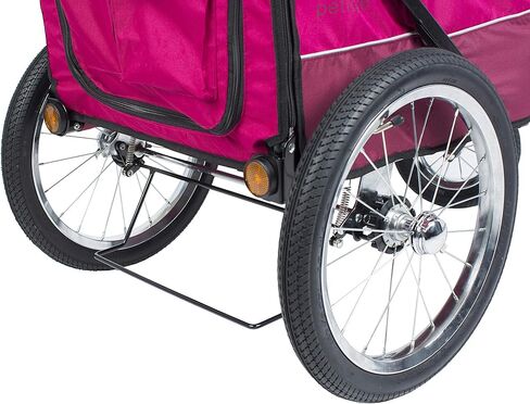 Petique Pet Jogger/Stroller, Bike Trailer, Shock Absorbing Bike Wheels, Large Entry Way, Peek-a-Boo Window, Small/Medium/Large Dogs, Cats and Pets, Supports up to 77LBS in Kuwait