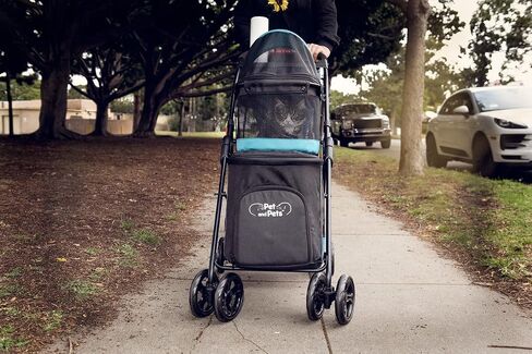 Double Decker Pet Stroller - Black: Dual Bassinets for Multiple Pets, Removable Pee Pads, Adjustable Leashes, Mesh Windows, Swivel Wheel, One-Hand Fold, Lightweight, for Small/Medium Dogs/Cats/Pets in Saudi Arabia
