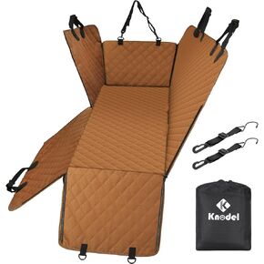 K KNODEL Dog Seat Cover, 100% Waterproof Car Seat Cover for Pets, Pet Seat Cover Dog Hammock, Heavy Duty Scratch Proof Pet Back Seat Covers, Zippered Side Flaps for Cars, Trucks and SUVs (Black)