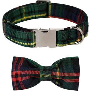 Lionet Paws Christmas Dog Collar with Bowtie, Dog Bowtie Collar with Metal Buckle for Dogs, Adjustable Comfortable Dog Collar Girl Boy Gift, M, Neck 13.5-22 in in Kuwait
