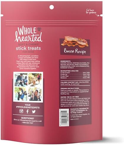 WholeHearted Grain Free Soft and Chewy Bacon Recipe Dog Stick Treats, 16 oz in Saudi Arabia