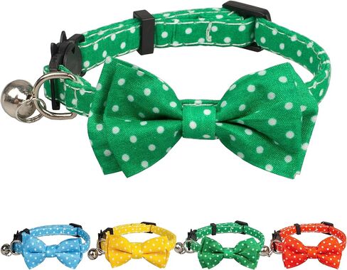 Cat Collar Pink with Bowtie Bell Safety Breakaway Kitten 7-11in Dot Colorful Adjustable Leopard-Pink in Saudi Arabia