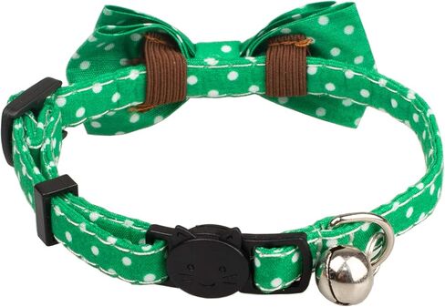 Cat Collar Pink with Bowtie Bell Safety Breakaway Kitten 7-11in Dot Colorful Adjustable Leopard-Pink in Saudi Arabia
