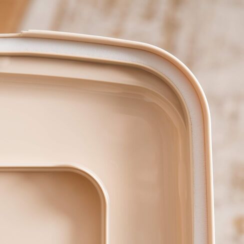 IRIS USA 42 Lbs / 55 Qt WeatherPro Airtight Pet Food Storage Container with Attachable Casters, For Dog Cat Bird and Other Pet Food Storage Bin, Keep Pests Out, Translucent Body, Pearl/Almond in Kuwait