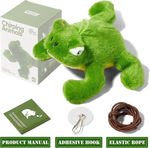 Vealind Interactive Cat Toys Green Frog for Indoor Cat Built-in Catnip with Automatic Crock Touch to Activate Lifelike Sound Toy with Soft Plush Kitty Hanging Toy for Kitten in Kuwait