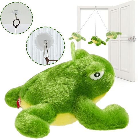 Vealind Interactive Cat Toys Green Frog for Indoor Cat Built-in Catnip with Automatic Crock Touch to Activate Lifelike Sound Toy with Soft Plush Kitty Hanging Toy for Kitten in Kuwait