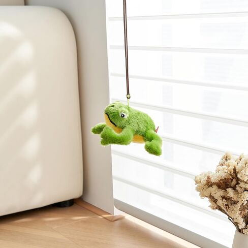 Vealind Interactive Cat Toys Green Frog for Indoor Cat Built-in Catnip with Automatic Crock Touch to Activate Lifelike Sound Toy with Soft Plush Kitty Hanging Toy for Kitten in Kuwait
